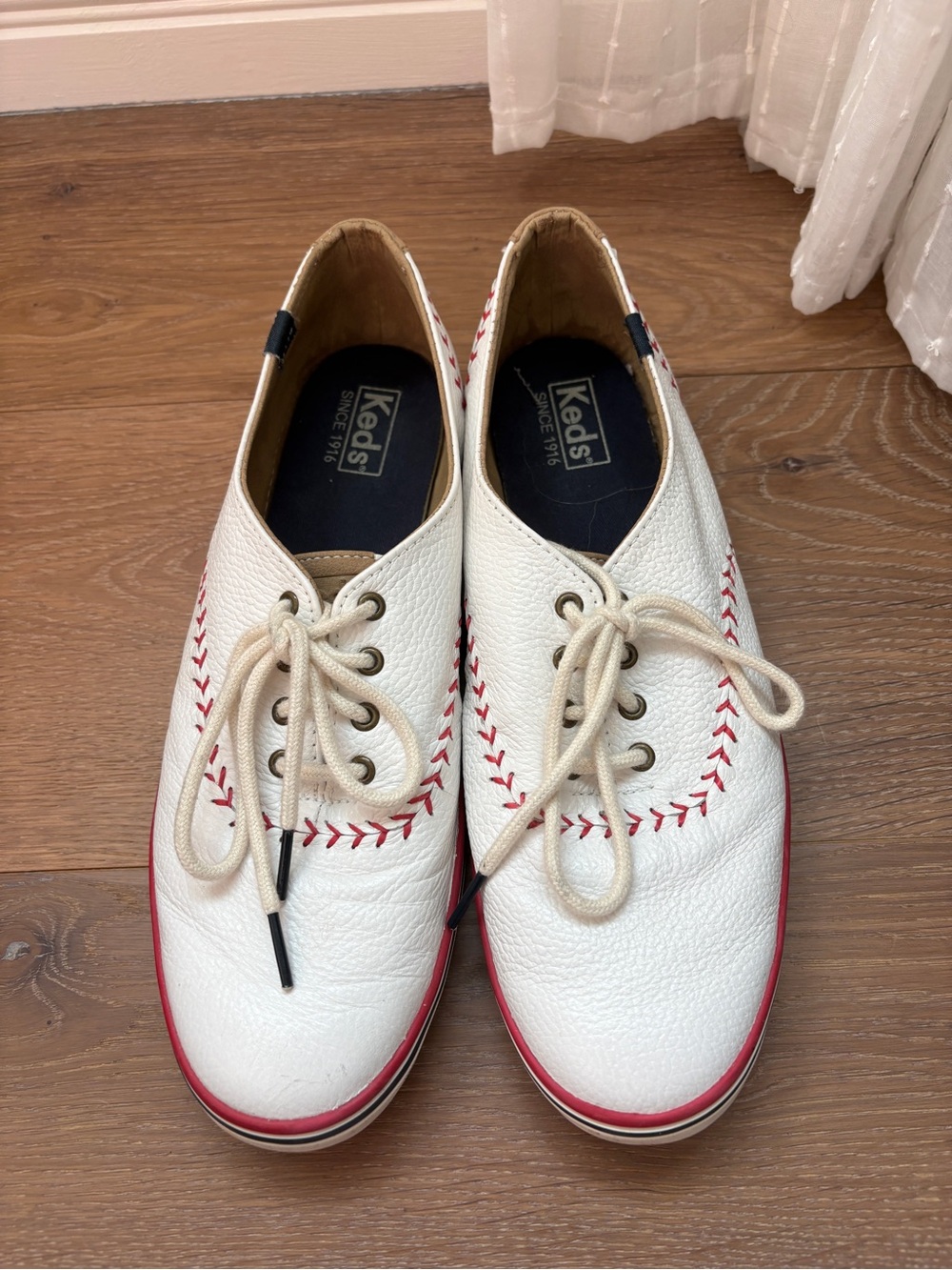 Keds women White Leather Baseball-Stitch